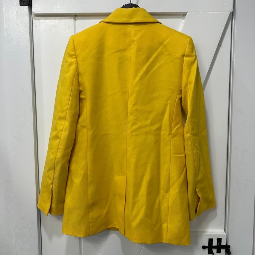 Banana Republic Womens Blazer Size 2 Yellow Single Button Jacket 100% Wool NEW - Picture 6 of 10
